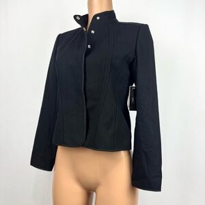 GRACE ELEMENTS Petites Women's 6 NWT Snap Button Black Wool Blend Blazer Jacket